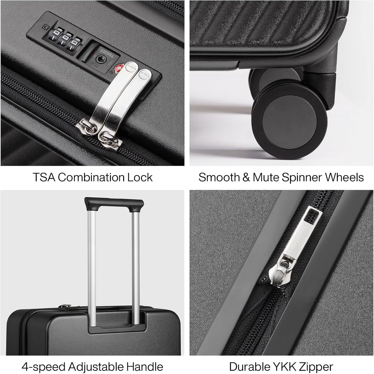 20 Inch Expandable Carry On Luggage PC Hard Shell Suitcase Top Opening Rolling Travel Suitcases with Spinner Wheels & TSA Lock, Smoke White