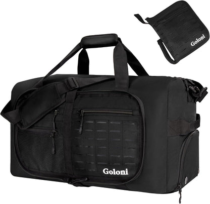 Foldable Travel Duffle Bag for Men Women, Waterproof with Shoe Compartment, 80L 120L Large Collapsible Luggage Bag, Lightweight Packable Duffel for Travel Sports Gym Airline Carry On Checked Bag