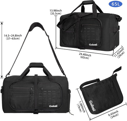 Foldable Travel Duffle Bag for Men Women, Waterproof with Shoe Compartment, 80L 120L Large Collapsible Luggage Bag, Lightweight Packable Duffel for Travel Sports Gym Airline Carry On Checked Bag