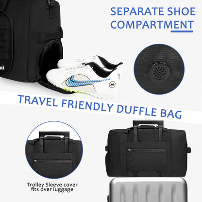 Foldable Travel Duffle Bag for Men Women, Waterproof with Shoe Compartment, 80L 120L Large Collapsible Luggage Bag, Lightweight Packable Duffel for Travel Sports Gym Airline Carry On Checked Bag