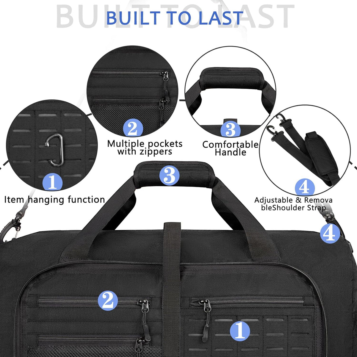 Foldable Travel Duffle Bag for Men Women, Waterproof with Shoe Compartment, 80L 120L Large Collapsible Luggage Bag, Lightweight Packable Duffel for Travel Sports Gym Airline Carry On Checked Bag