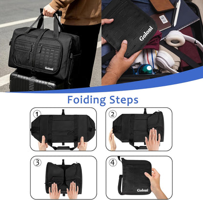 Foldable Travel Duffle Bag for Men Women, Waterproof with Shoe Compartment, 80L 120L Large Collapsible Luggage Bag, Lightweight Packable Duffel for Travel Sports Gym Airline Carry On Checked Bag