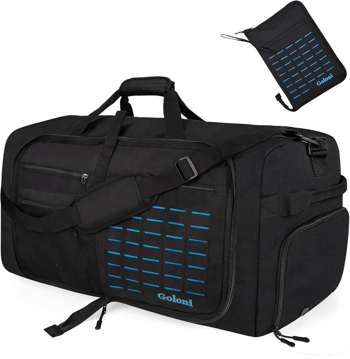 Foldable Travel Duffle Bag for Men Women, Waterproof with Shoe Compartment, 80L 120L Large Collapsible Luggage Bag, Lightweight Packable Duffel for Travel Sports Gym Airline Carry On Checked Bag