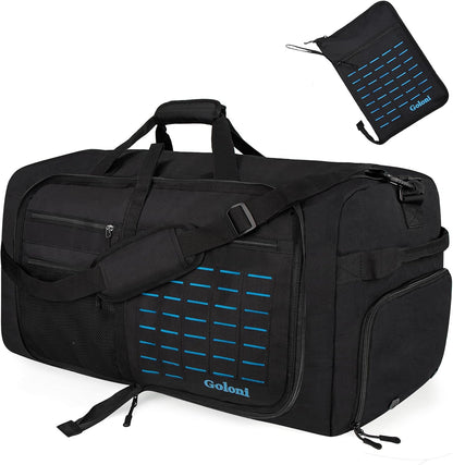 Foldable Travel Duffle Bag for Men Women, Waterproof with Shoe Compartment, 80L 120L Large Collapsible Luggage Bag, Lightweight Packable Duffel for Travel Sports Gym Airline Carry On Checked Bag