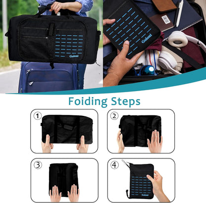 Foldable Travel Duffle Bag for Men Women, Waterproof with Shoe Compartment, 80L 120L Large Collapsible Luggage Bag, Lightweight Packable Duffel for Travel Sports Gym Airline Carry On Checked Bag