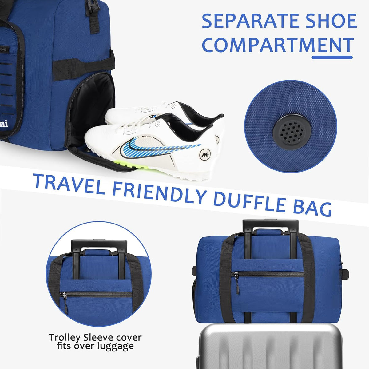 Foldable Travel Duffle Bag for Men Women, Waterproof with Shoe Compartment, 80L 120L Large Collapsible Luggage Bag, Lightweight Packable Duffel for Travel Sports Gym Airline Carry On Checked Bag