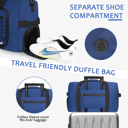 Foldable Travel Duffle Bag for Men Women, Waterproof with Shoe Compartment, 80L 120L Large Collapsible Luggage Bag, Lightweight Packable Duffel for Travel Sports Gym Airline Carry On Checked Bag