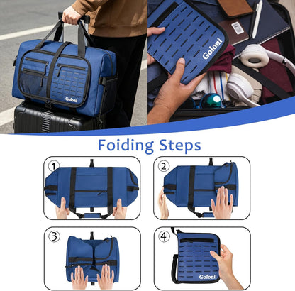 Foldable Travel Duffle Bag for Men Women, Waterproof with Shoe Compartment, 80L 120L Large Collapsible Luggage Bag, Lightweight Packable Duffel for Travel Sports Gym Airline Carry On Checked Bag
