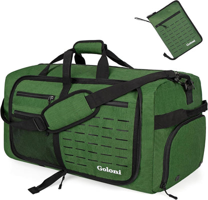Foldable Travel Duffle Bag for Men Women, Waterproof with Shoe Compartment, 80L 120L Large Collapsible Luggage Bag, Lightweight Packable Duffel for Travel Sports Gym Airline Carry On Checked Bag