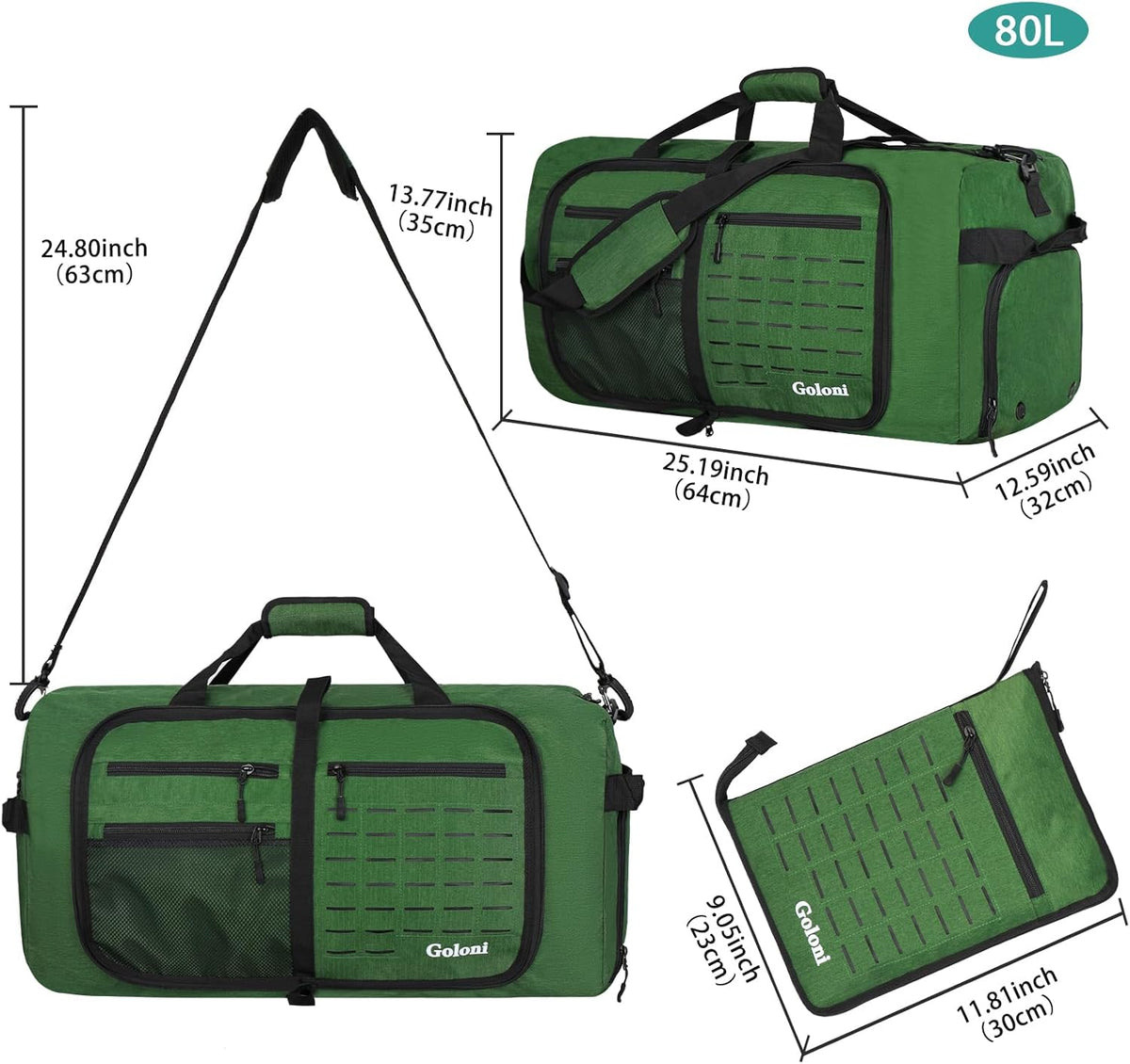 Foldable Travel Duffle Bag for Men Women, Waterproof with Shoe Compartment, 80L 120L Large Collapsible Luggage Bag, Lightweight Packable Duffel for Travel Sports Gym Airline Carry On Checked Bag