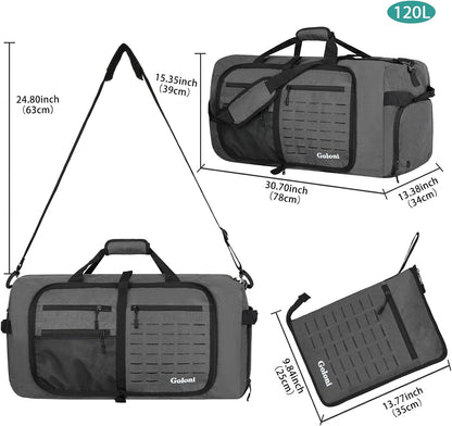 Foldable Travel Duffle Bag for Men Women, Waterproof with Shoe Compartment, 80L 120L Large Collapsible Luggage Bag, Lightweight Packable Duffel for Travel Sports Gym Airline Carry On Checked Bag