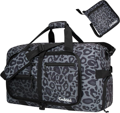 Foldable Travel Duffle Bag for Men Women, Waterproof with Shoe Compartment, 80L 120L Large Collapsible Luggage Bag, Lightweight Packable Duffel for Travel Sports Gym Airline Carry On Checked Bag