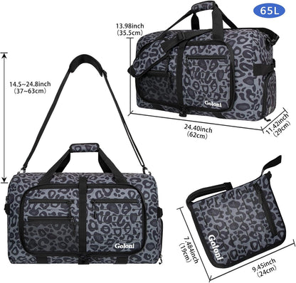 Foldable Travel Duffle Bag for Men Women, Waterproof with Shoe Compartment, 80L 120L Large Collapsible Luggage Bag, Lightweight Packable Duffel for Travel Sports Gym Airline Carry On Checked Bag