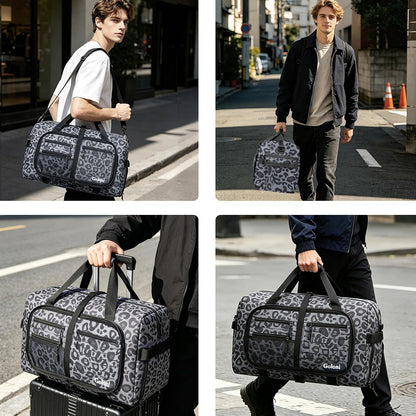 Foldable Travel Duffle Bag for Men Women, Waterproof with Shoe Compartment, 80L 120L Large Collapsible Luggage Bag, Lightweight Packable Duffel for Travel Sports Gym Airline Carry On Checked Bag