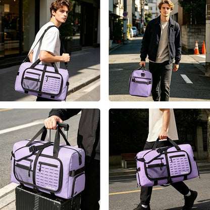 Foldable Travel Duffle Bag for Men Women, Waterproof with Shoe Compartment, 80L 120L Large Collapsible Luggage Bag, Lightweight Packable Duffel for Travel Sports Gym Airline Carry On Checked Bag