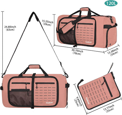 Foldable Travel Duffle Bag for Men Women, Waterproof with Shoe Compartment, 80L 120L Large Collapsible Luggage Bag, Lightweight Packable Duffel for Travel Sports Gym Airline Carry On Checked Bag