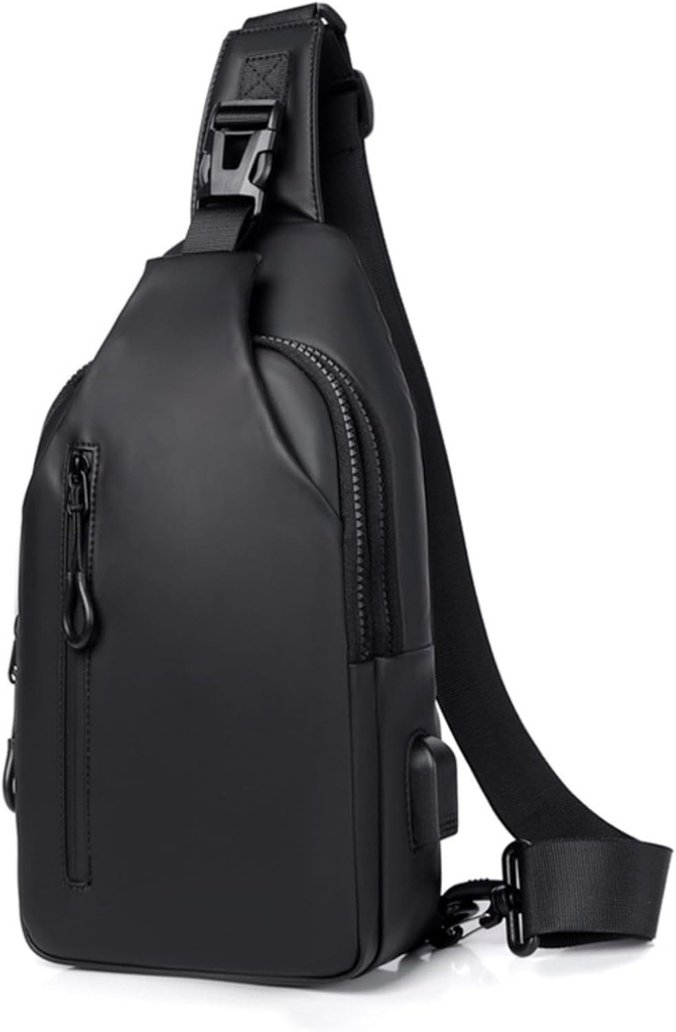 Travel Crossbody Sling Bag for Men Women with Bottle Holder, Black Crossbody Backpack Lightweight Waterproof Shoulder Cross Body Bag Back Pack Anti Theft Multi-pocket for Hiking Sports Running