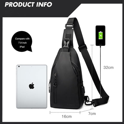 Travel Crossbody Sling Bag for Men Women with Bottle Holder, Black Crossbody Backpack Lightweight Waterproof Shoulder Cross Body Bag Back Pack Anti Theft Multi-pocket for Hiking Sports Running
