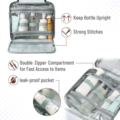 Travel Toiletry Bag for Women & Men with Hanging Hook, Black | Portable Water-Resistant Travel Makeup Bag