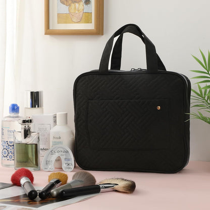 Travel Toiletry Bag for Women & Men with Hanging Hook, Black | Portable Water-Resistant Travel Makeup Bag