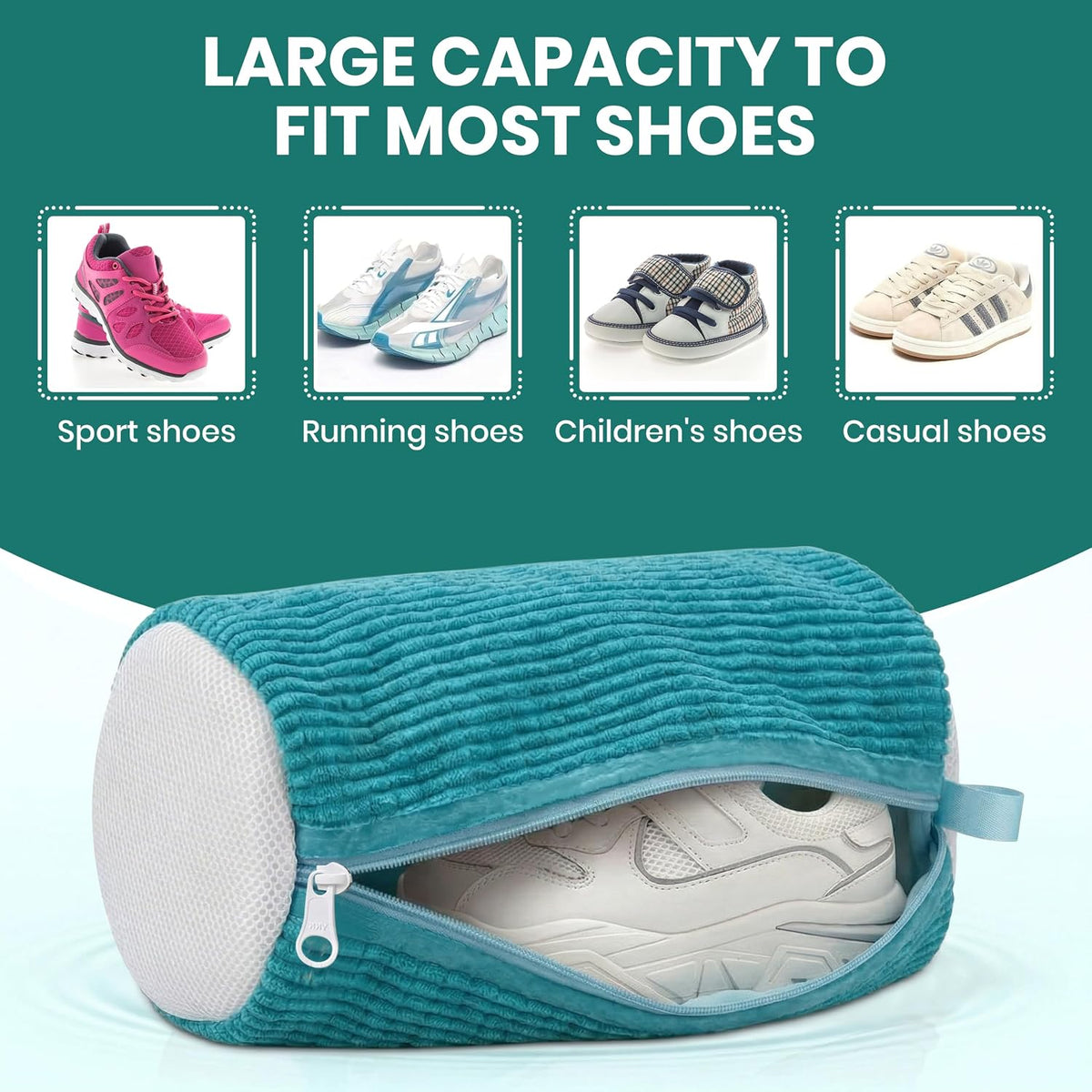 2 Pack Heavy Duty Shoe Wash Bags, 440g Reusable Sneaker Laundry Bags with Auto-Lock Zipper for Sneakers, Slippers & Boots – New2026