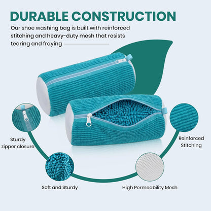 2 Pack Heavy Duty Shoe Wash Bags, 440g Reusable Sneaker Laundry Bags with Auto-Lock Zipper for Sneakers, Slippers & Boots – New2026