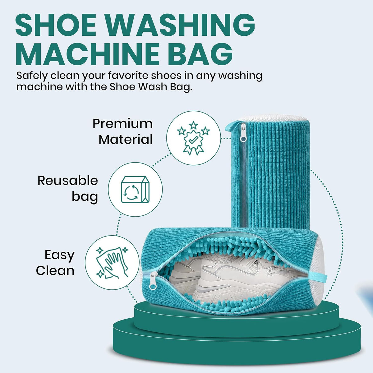 2 Pack Heavy Duty Shoe Wash Bags, 440g Reusable Sneaker Laundry Bags with Auto-Lock Zipper for Sneakers, Slippers & Boots – New2026