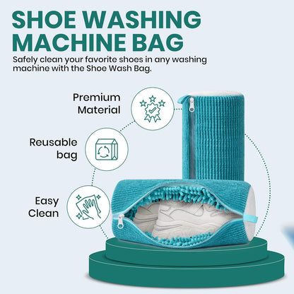 2 Pack Heavy Duty Shoe Wash Bags, 440g Reusable Sneaker Laundry Bags with Auto-Lock Zipper for Sneakers, Slippers & Boots – New2026