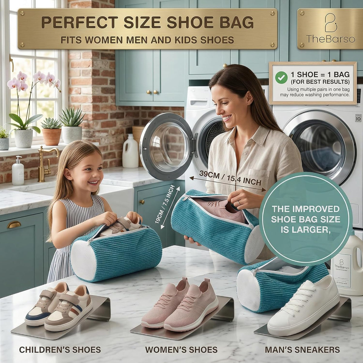 2 Pack Heavy Duty Shoe Wash Bags, 440g Reusable Sneaker Laundry Bags with Auto-Lock Zipper for Sneakers, Slippers & Boots – New2026