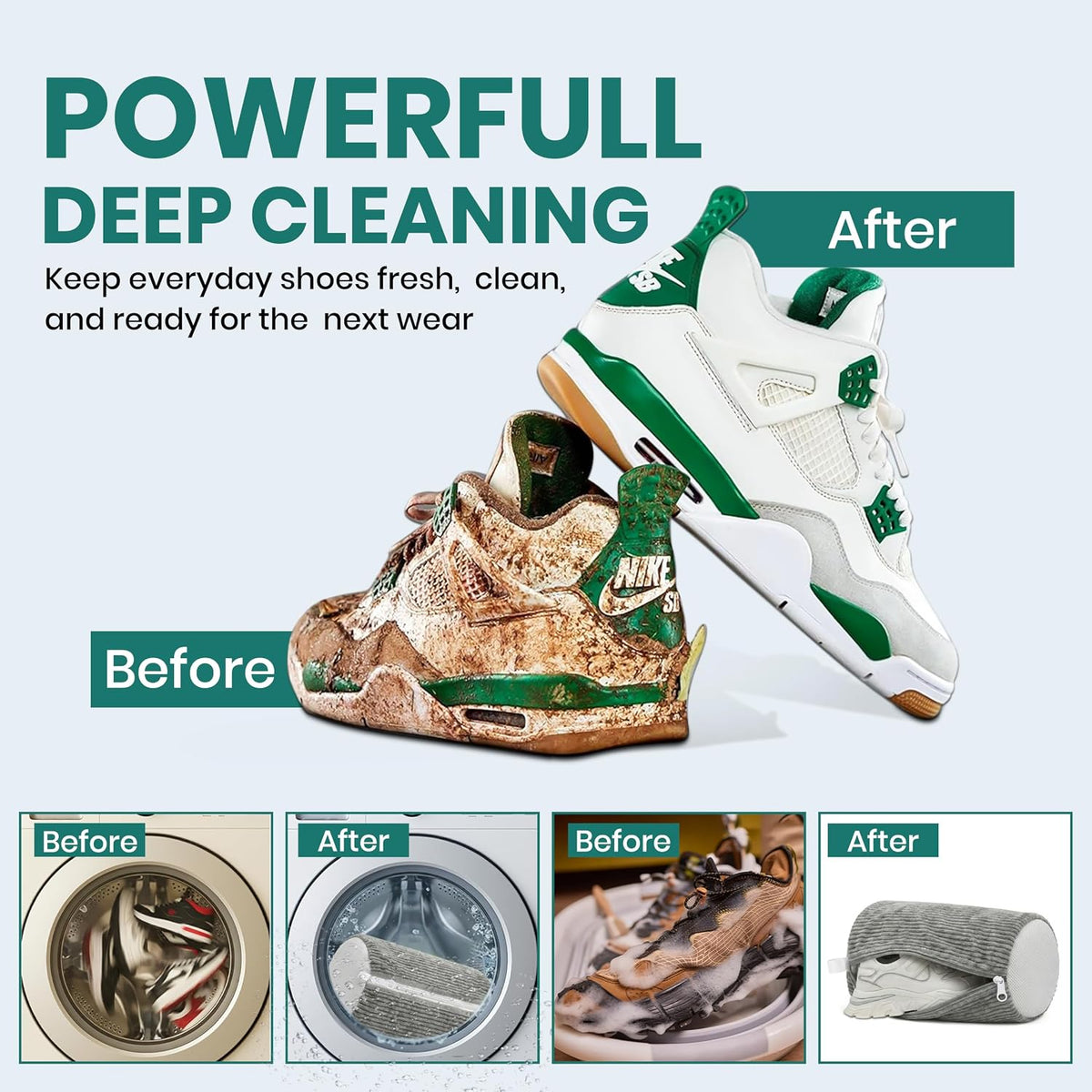 2 Pack Heavy Duty Shoe Wash Bags, 440g Reusable Sneaker Laundry Bags with Auto-Lock Zipper for Sneakers, Slippers & Boots – New2026