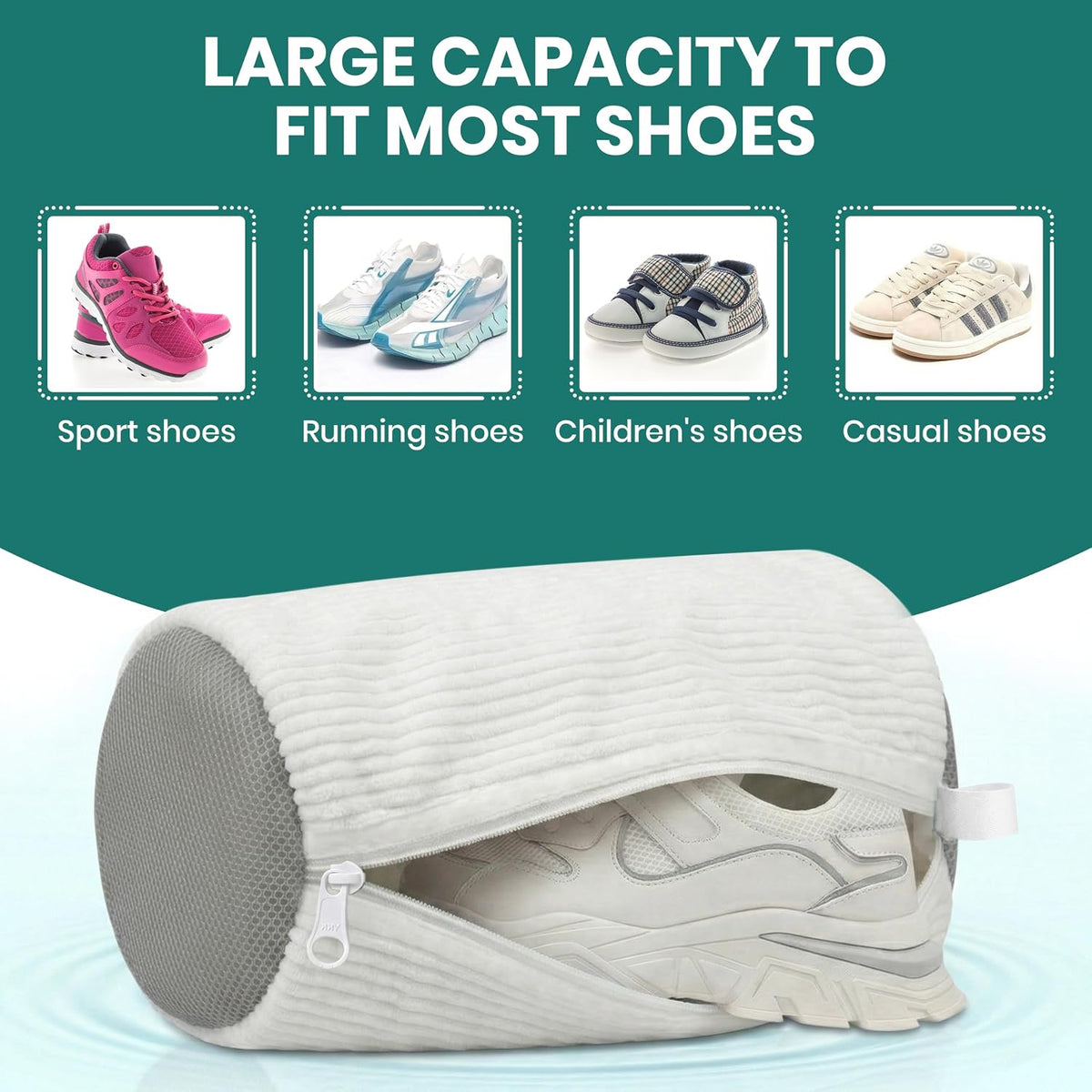2 Pack Heavy Duty Shoe Wash Bags, 440g Reusable Sneaker Laundry Bags with Auto-Lock Zipper for Sneakers, Slippers & Boots – New2026