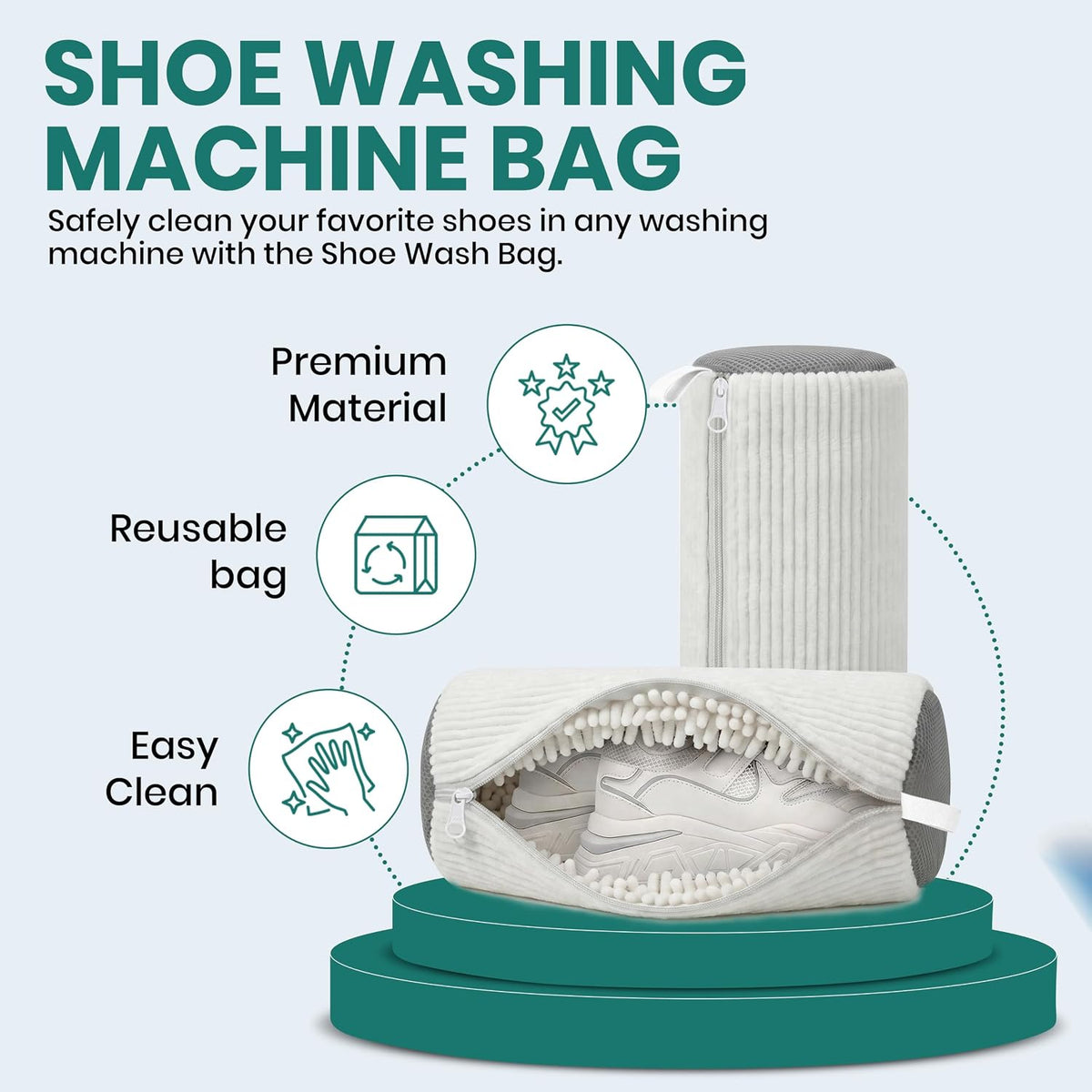 2 Pack Heavy Duty Shoe Wash Bags, 440g Reusable Sneaker Laundry Bags with Auto-Lock Zipper for Sneakers, Slippers & Boots – New2026