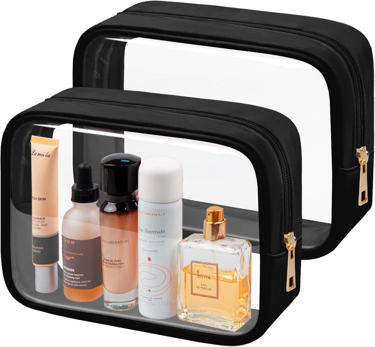 TSA Toiletry Bag Clear Makeup Bag Travel Essentials Cosmetic Bag for Men and Women Green 2Pcs