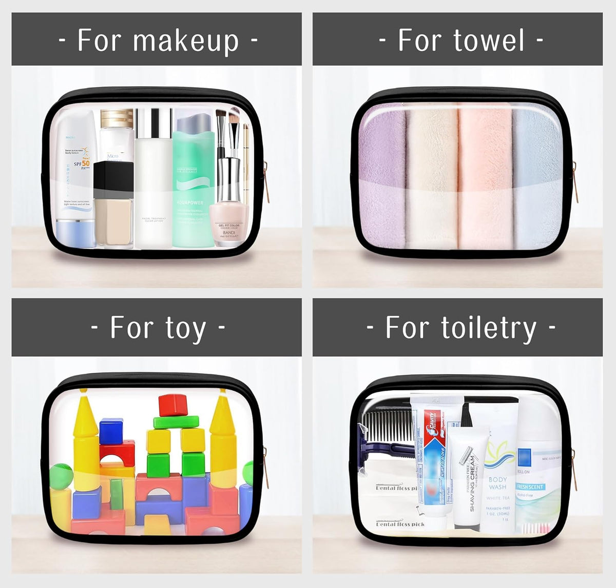 TSA Toiletry Bag Clear Makeup Bag Travel Essentials Cosmetic Bag for Men and Women Green 2Pcs