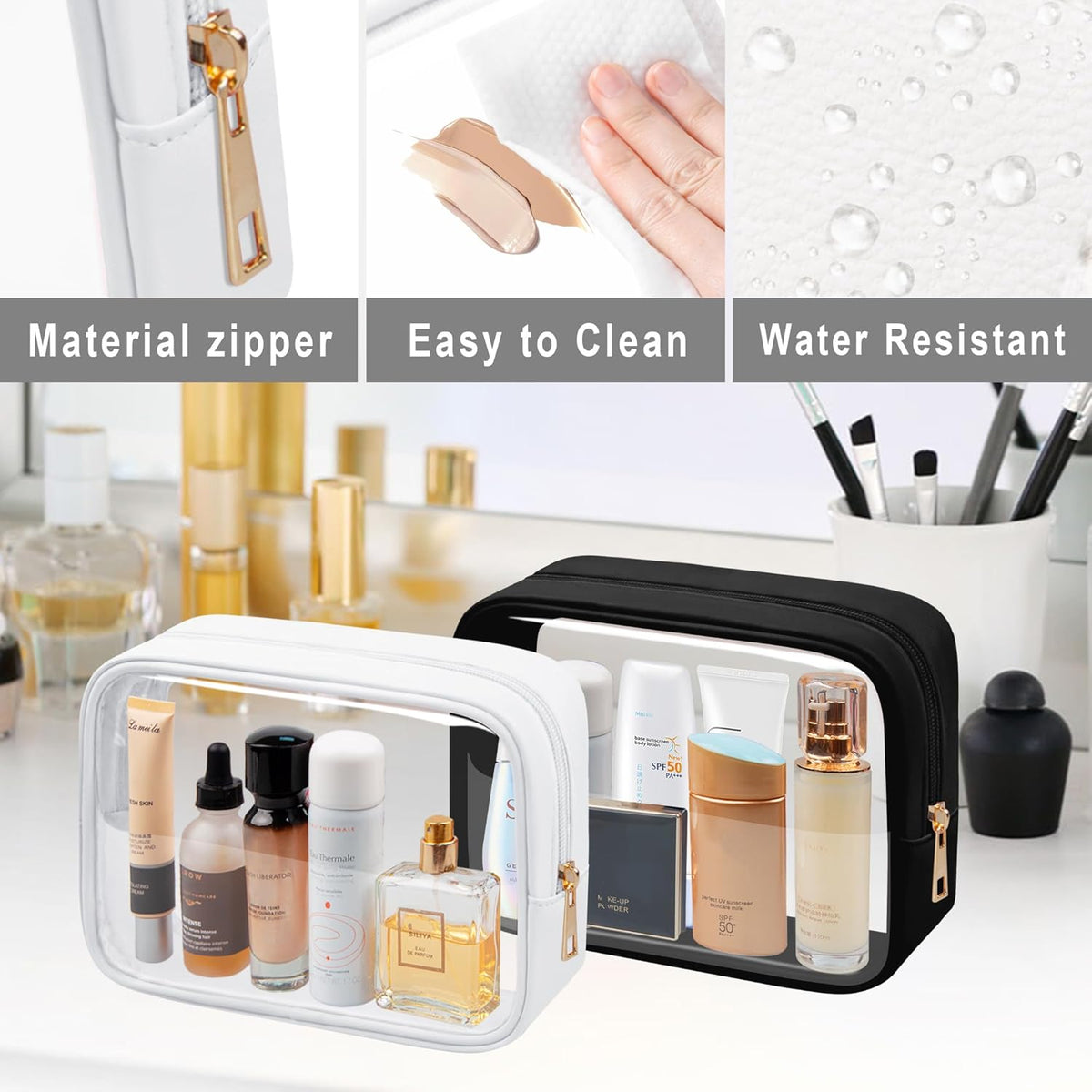 TSA Toiletry Bag Clear Makeup Bag Travel Essentials Cosmetic Bag for Men and Women Green 2Pcs