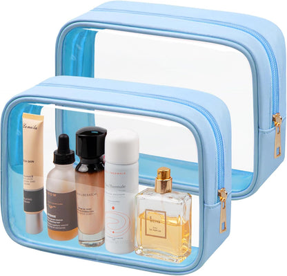 TSA Toiletry Bag Clear Makeup Bag Travel Essentials Cosmetic Bag for Men and Women Green 2Pcs