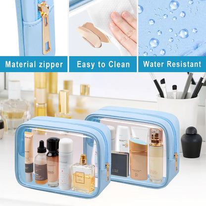 TSA Toiletry Bag Clear Makeup Bag Travel Essentials Cosmetic Bag for Men and Women Green 2Pcs