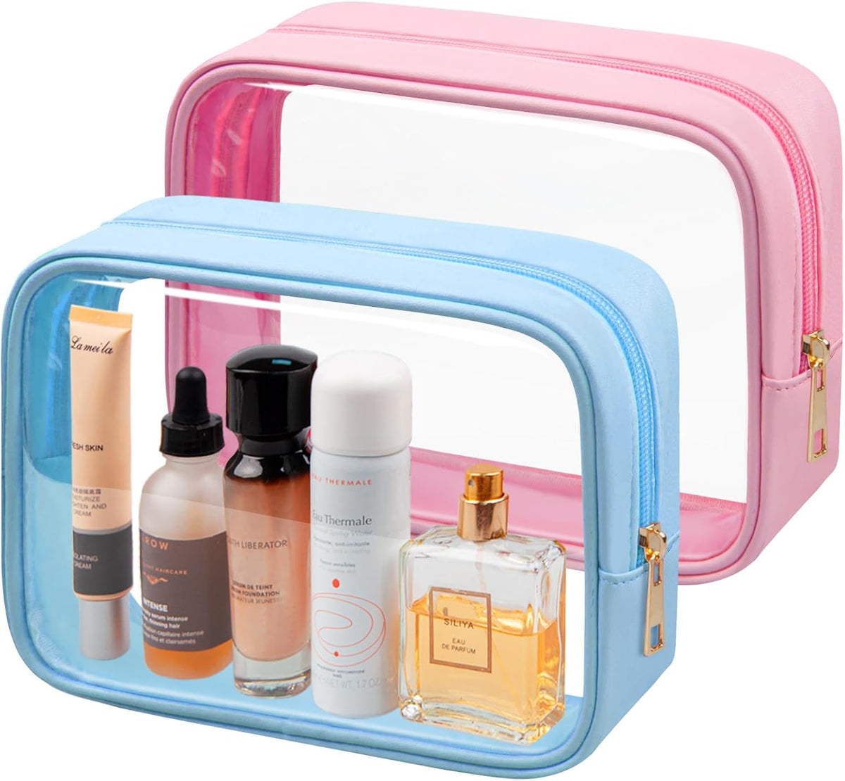 TSA Toiletry Bag Clear Makeup Bag Travel Essentials Cosmetic Bag for Men and Women Green 2Pcs