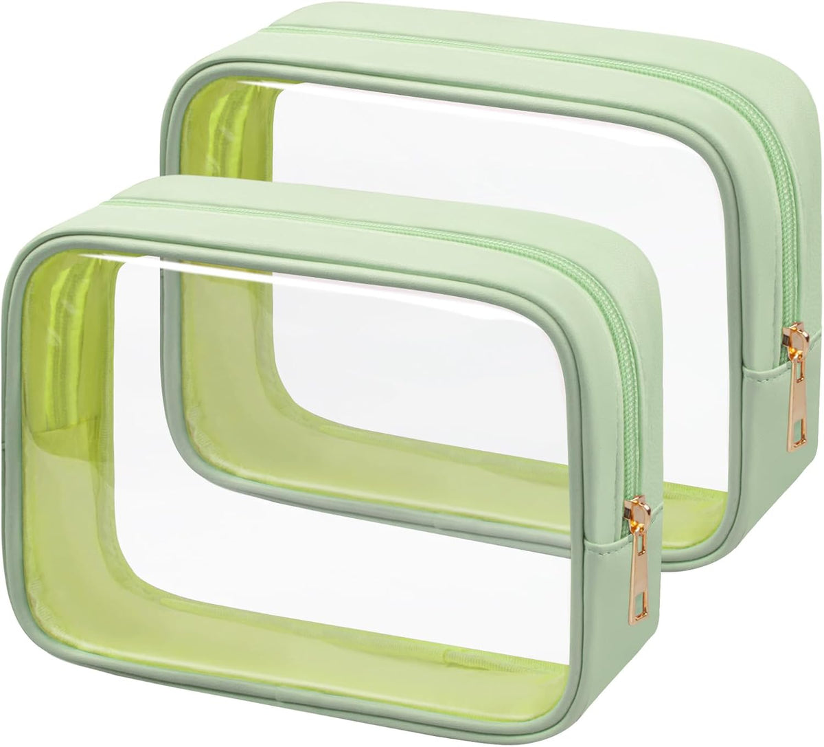 TSA Toiletry Bag Clear Makeup Bag Travel Essentials Cosmetic Bag for Men and Women Green 2Pcs