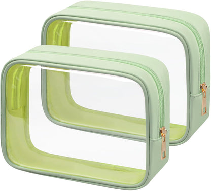 TSA Toiletry Bag Clear Makeup Bag Travel Essentials Cosmetic Bag for Men and Women Green 2Pcs