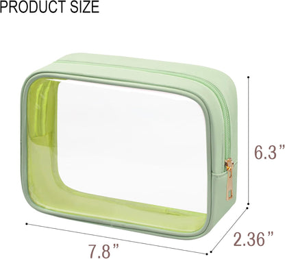 TSA Toiletry Bag Clear Makeup Bag Travel Essentials Cosmetic Bag for Men and Women Green 2Pcs