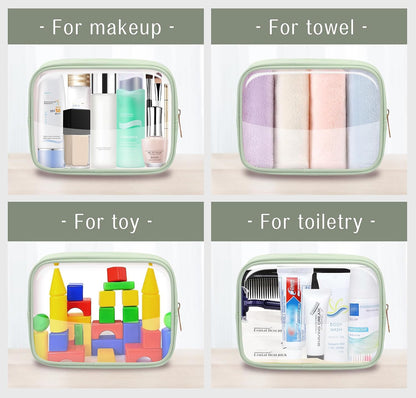 TSA Toiletry Bag Clear Makeup Bag Travel Essentials Cosmetic Bag for Men and Women Green 2Pcs