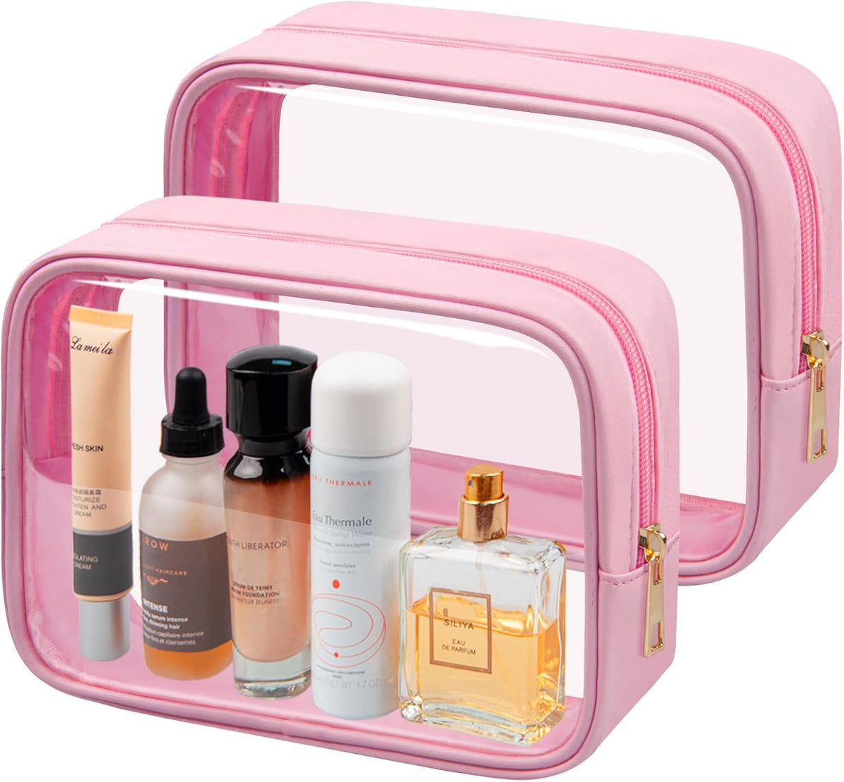 TSA Toiletry Bag Clear Makeup Bag Travel Essentials Cosmetic Bag for Men and Women Green 2Pcs