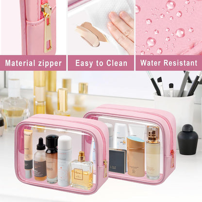 TSA Toiletry Bag Clear Makeup Bag Travel Essentials Cosmetic Bag for Men and Women Green 2Pcs