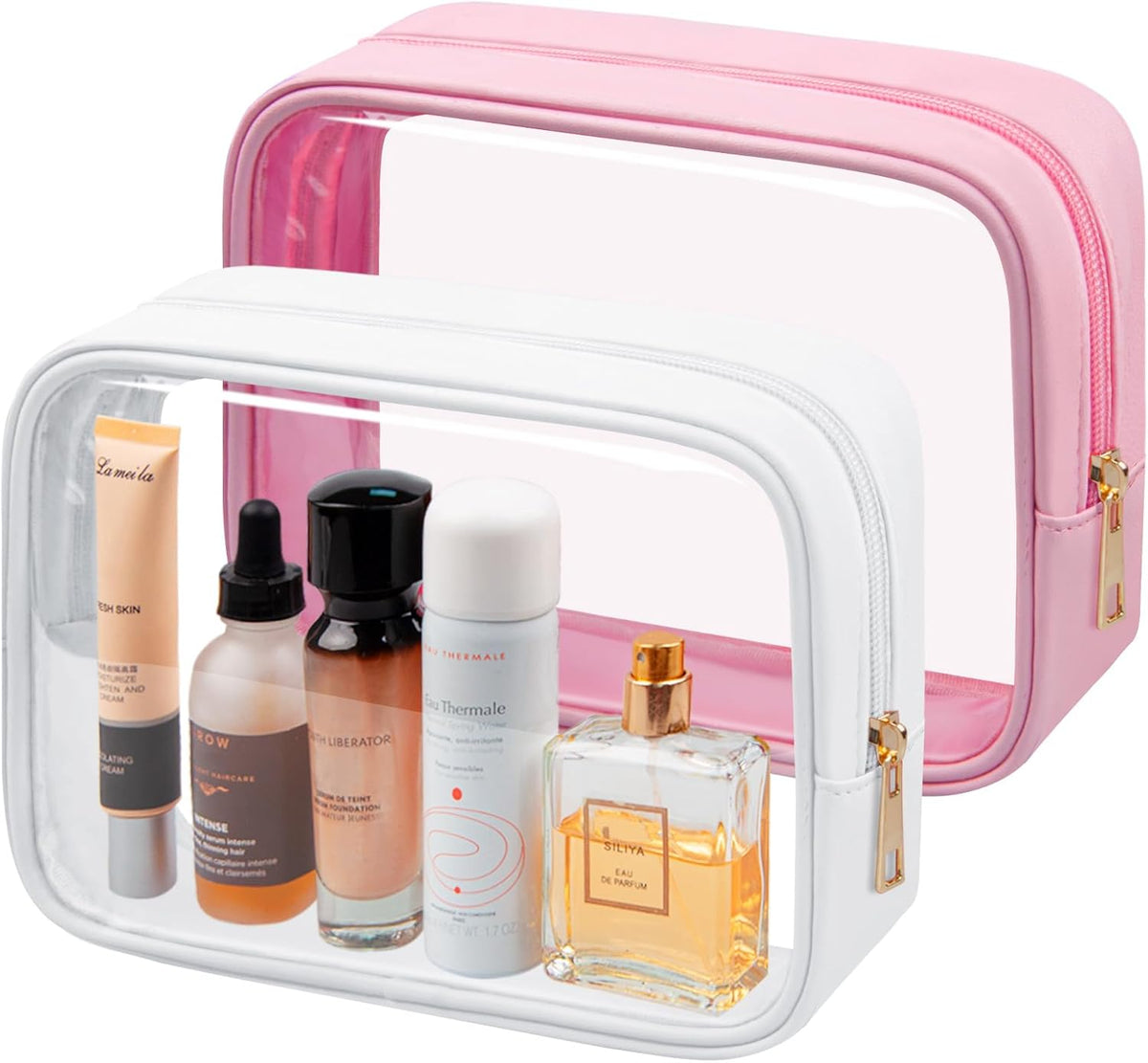 TSA Toiletry Bag Clear Makeup Bag Travel Essentials Cosmetic Bag for Men and Women Green 2Pcs