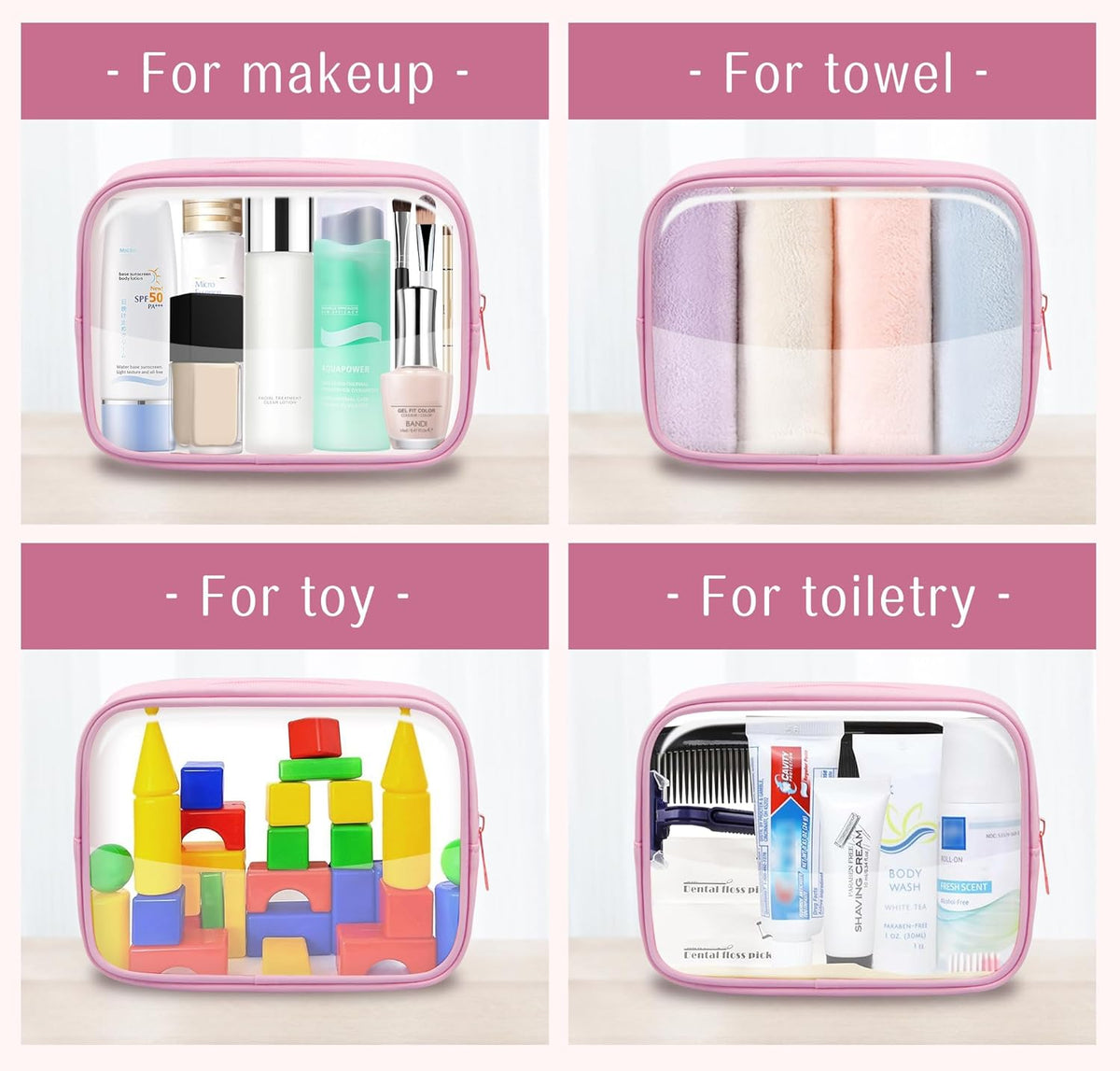 TSA Toiletry Bag Clear Makeup Bag Travel Essentials Cosmetic Bag for Men and Women Green 2Pcs