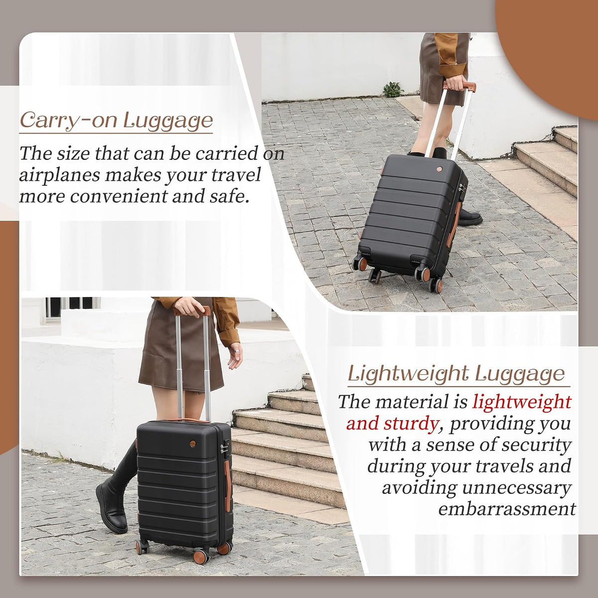 Hulsin 20 Inch Hardside Carry on Luggage with Spinner Wheels and TSA Lock | Small Hard Shell Lightweight Carry-on Suitcase with 22x14x9 Airline Approved for Air Travel, Weekend Trips or Business