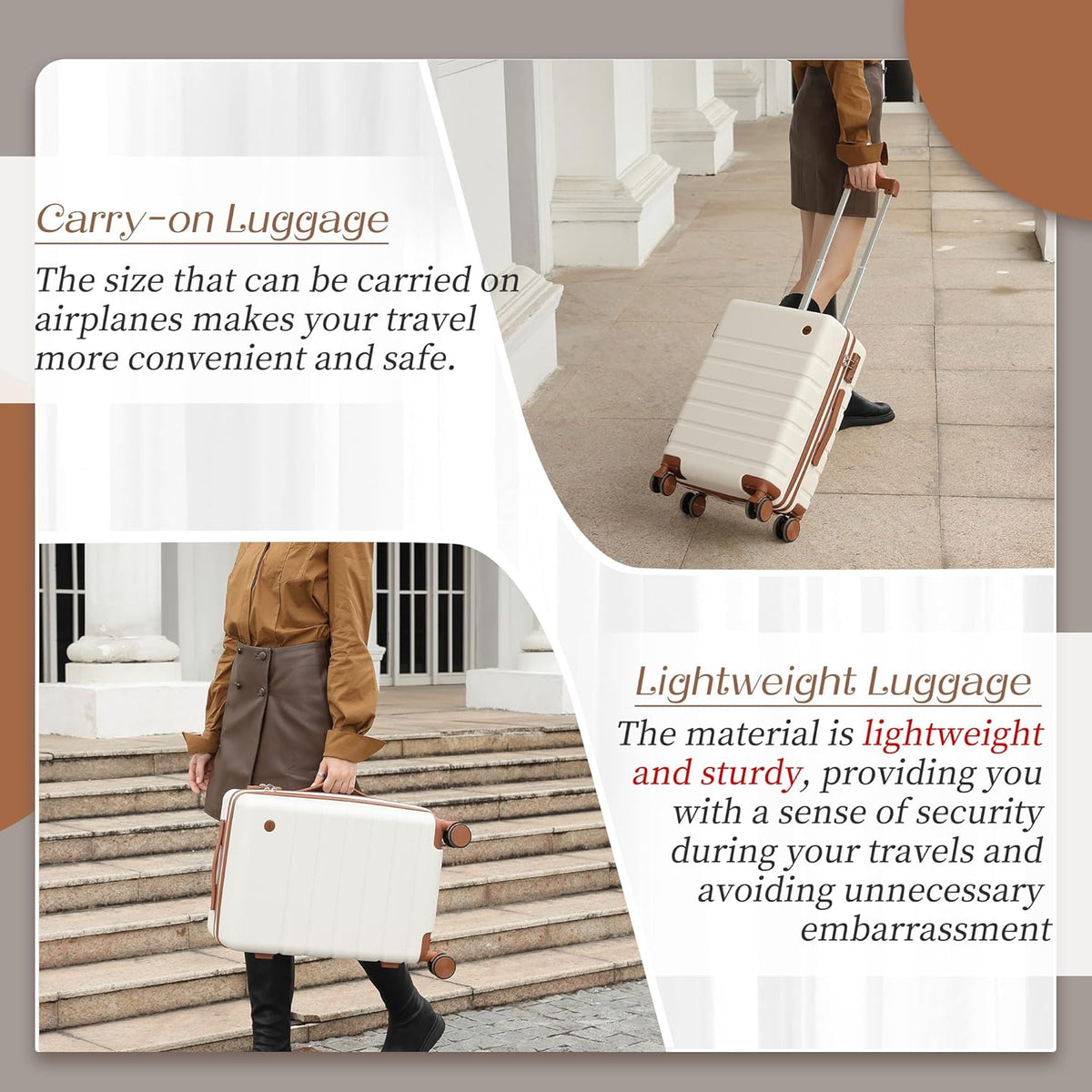 Hulsin 20 Inch Hardside Carry on Luggage with Spinner Wheels and TSA Lock | Small Hard Shell Lightweight Carry-on Suitcase with 22x14x9 Airline Approved for Air Travel, Weekend Trips or Business