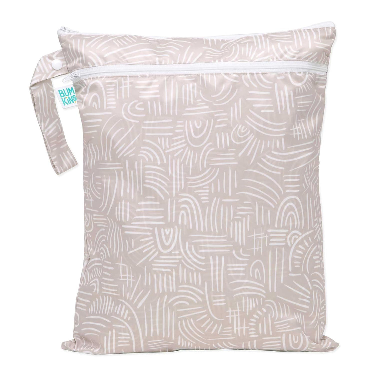 Waterproof Wet Bag for Baby, Travel, Swim Suit, Cloth Diapers, Pump Parts, Pool, Beach, Gym Clothes, Toiletry, Hook to Stroller, Daycare, Zip Reusable Wetdry Pack, 2-pk Palm Trees, Beige Check - Colors B