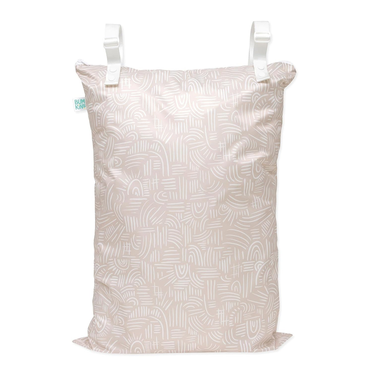 Waterproof Wet Bag for Baby, Travel, Swim Suit, Cloth Diapers, Pump Parts, Pool, Beach, Gym Clothes, Toiletry, Hook to Stroller, Daycare, Zip Reusable Wetdry Pack, 2-pk Palm Trees, Beige Check - Colors B